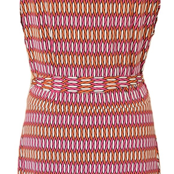 LEOTA Perfect Wrap Sleevless Maxi Dress Stretch Jersey Pink Orange Print - Picture 4 of 10